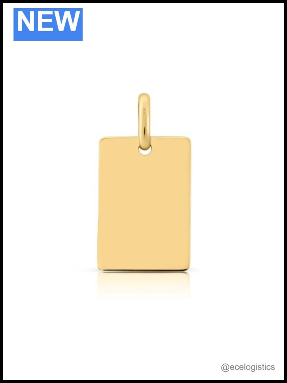 10k Solid Gold Rectangular Tag Pendant Charm Minimalist Layering